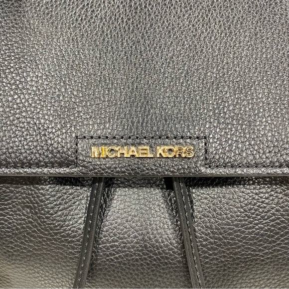 Michael Kors Black Leather Backpack Ginger Pebbled Commute - Picture 11 of 12